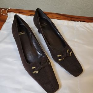 Dark brown suede Stuart Weitzman kitten heels